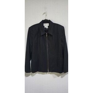 Fundamental Things Womens Sz 14 Vintage Y2K Black Wool Zip Front Jacket Pockets